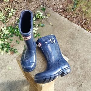 Kids unisex Blue glitter gloss rain boots 9B/10G